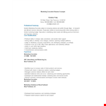 Marketing Executive Resume Example example document template