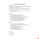 Staffing Manager Job Description example document template