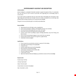 Entertainment Assistant Job Description example document template