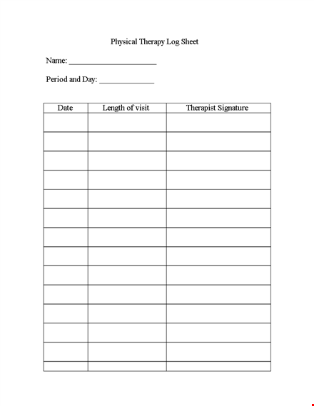 Physical Therapy Log Sheet for Efficient and Effective Recording