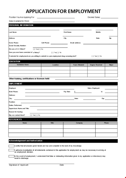 Simple Job Application Form
