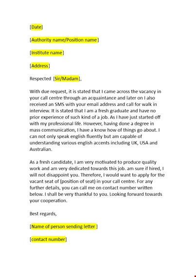 Applying Job At A Call Centre As A Fresh Candidate