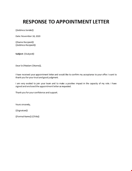 Response To Job Appointment Letter