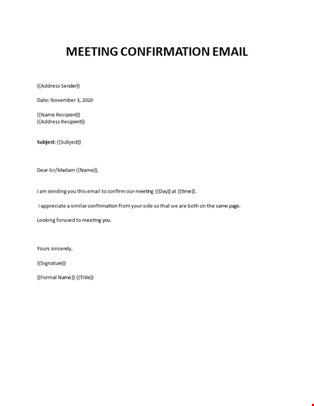 Meeting Confirmation Email Sample