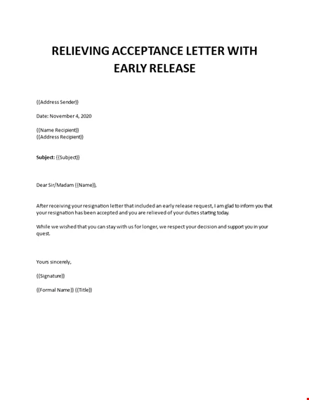 Acceptance Resignation Without Notice