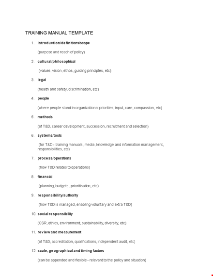 training manual template: streamline your policy, operations, and training responsibilities template