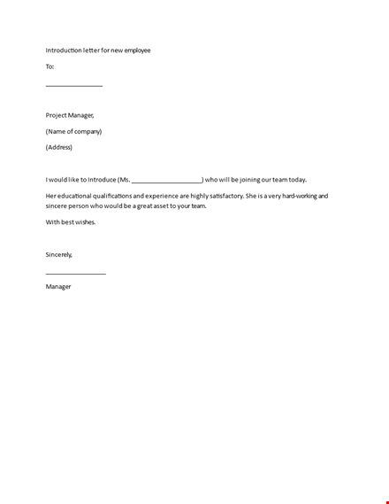 effective employee introduction letter template