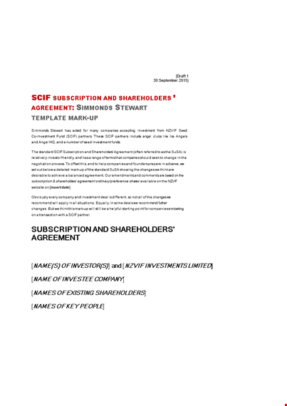 company shareholder agreement for investors and shareholders template