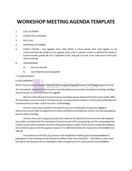 workshop meeting agenda template template