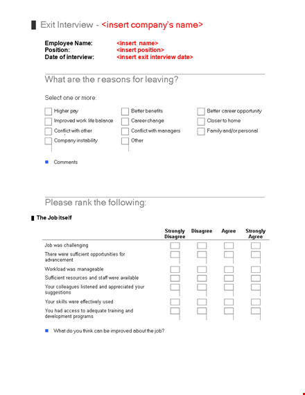 effective exit interview template | get employee feedback | improve retention template