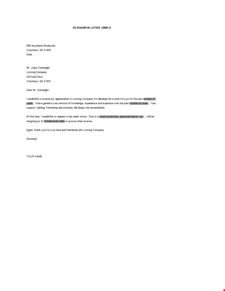 simple resignation letter for personal reason free word download template