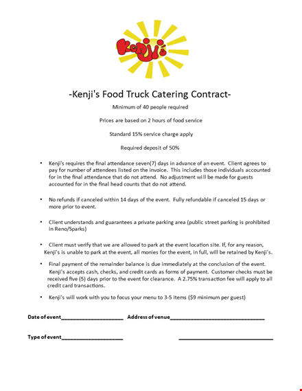 food truck catering template
