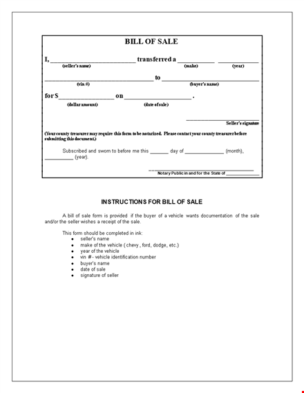 generic bill of sale for motorcycle template