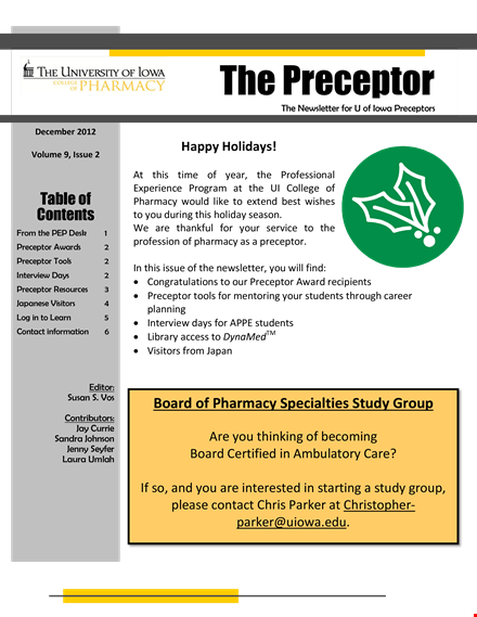 the preceptor template