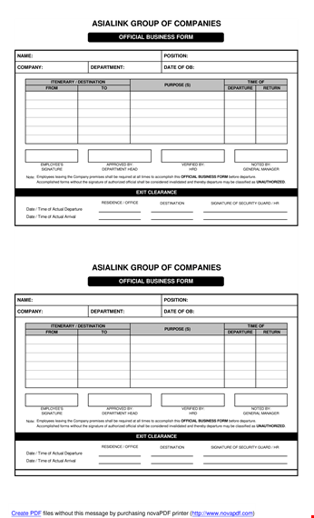 official business form template - get your signature and official departure template