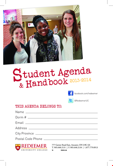 college student agenda template
