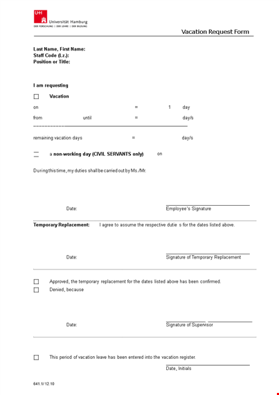 request your vacation with ease: use our temporary vacay form & get the signature you need template