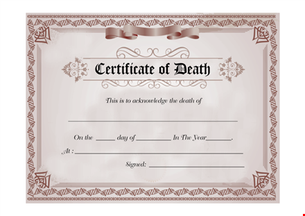 create professional death certificates | downloadable template template