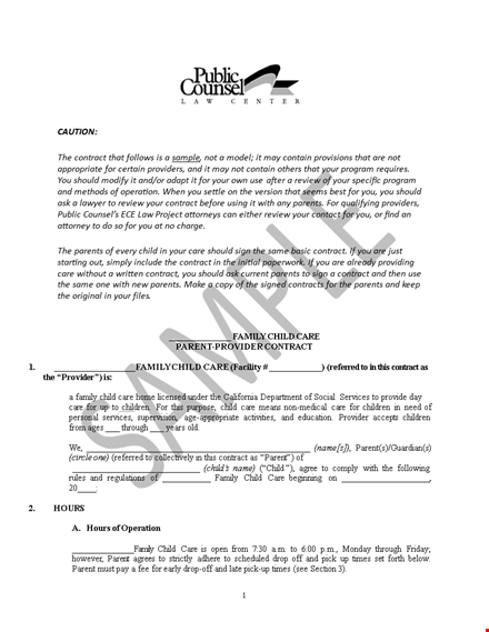 daycare contract template - protect your child and communicate with the provider template