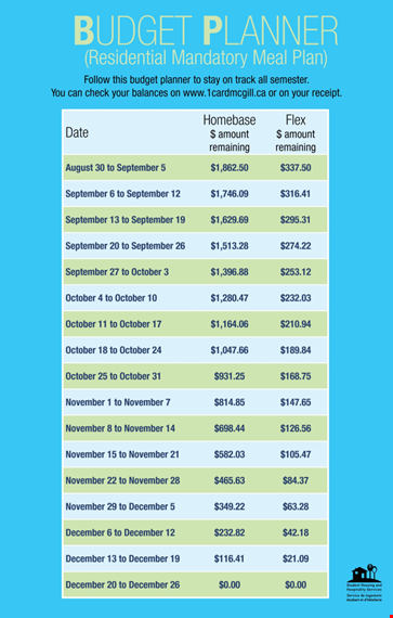 free meal budget planner template