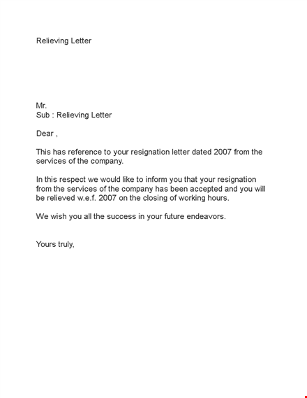 professional resignation letter & relieving services | free templates template