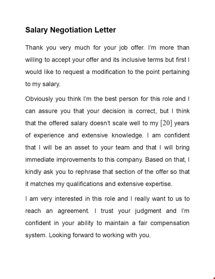 salary negotiation letter - craft a persuasive offer and secure a higher salary template