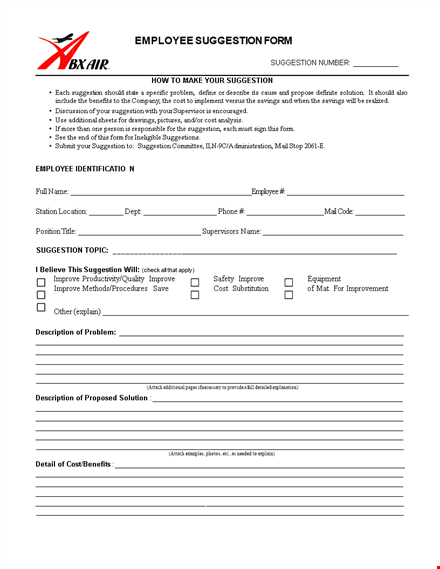 example of employee project suggestion form for company employees template