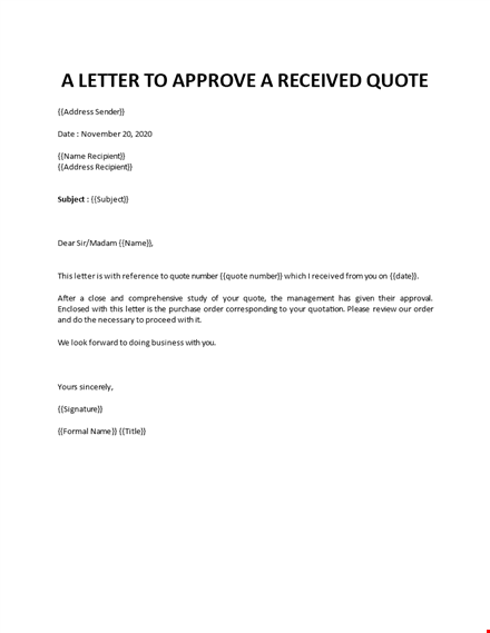 quotation confirmation letter template
