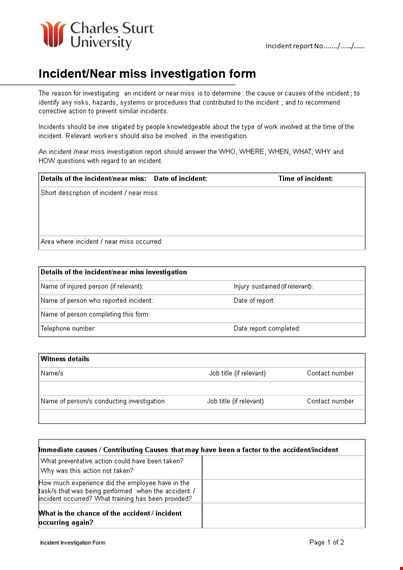effective incident report template for investigation | download now template