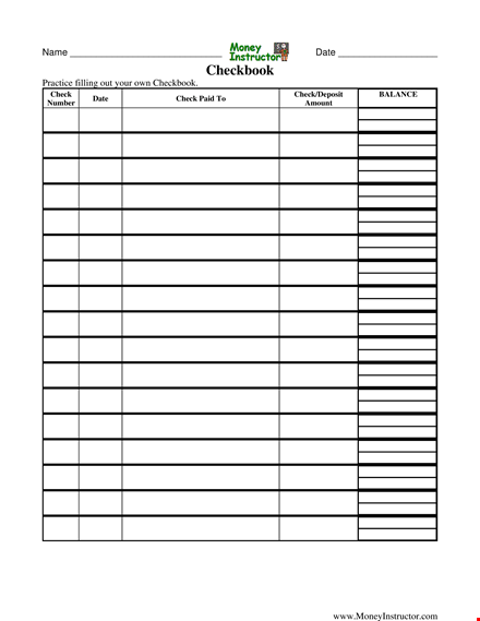 track your finances with our checkbook register template - practice check management template