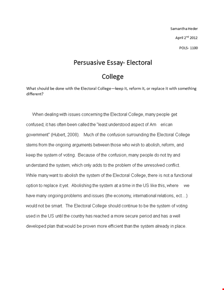 sample college persuasive essay template