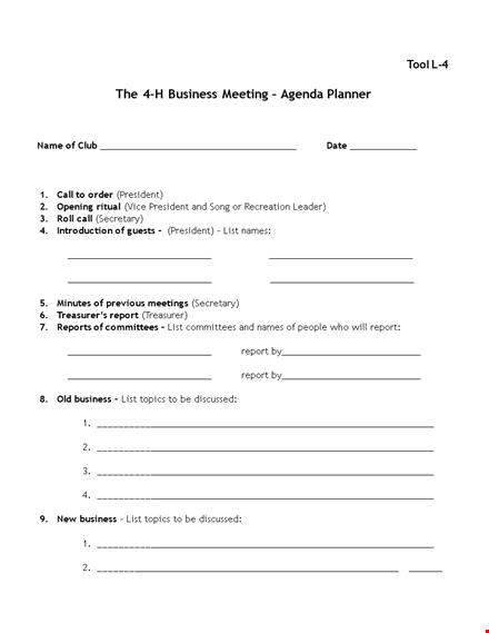 meeting agenda planner template