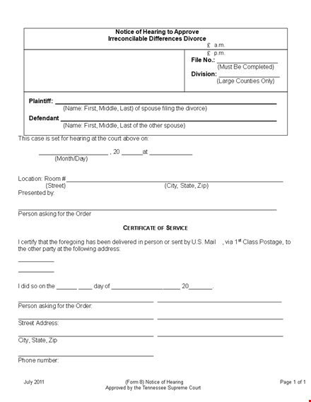 divorce papers template - prepare for your divorce hearing with ease template