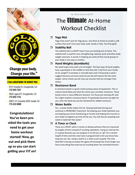 home workout checklist template - essential guide for effective resistance training template
