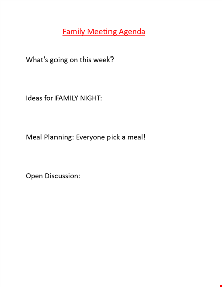 family meeting agenda template - plan an organized and productive family discussion template