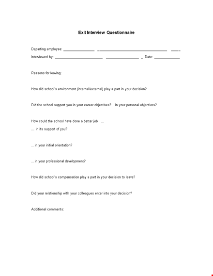 exit interview template for school staff - support your decision template