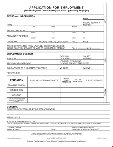 download a free blank job application form for easy hiring template