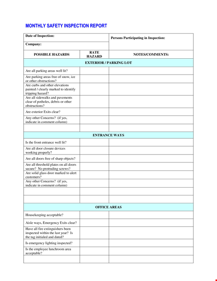 monthly safety template