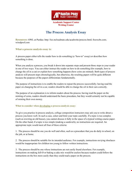 process analysis essay template template
