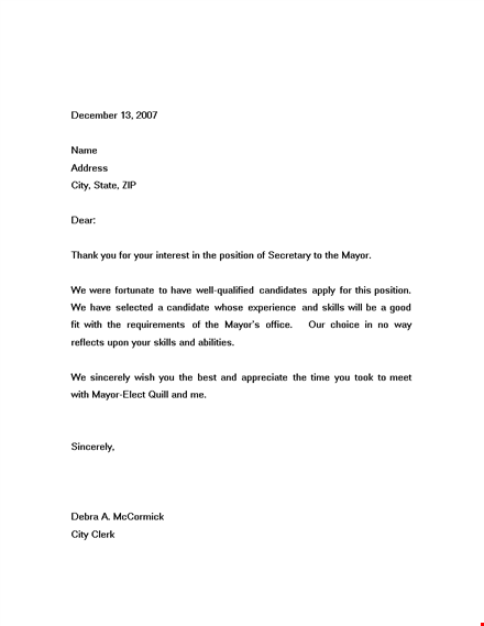 rejection letter template sample template