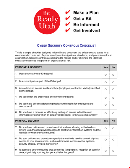 security audit checklist template template