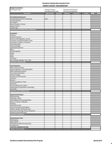 post production budget template template