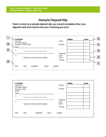 deposit slip template - write and deposit checks efficiently template