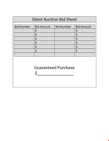 place your bids: silent auction bid sheet - item number, bid amount template