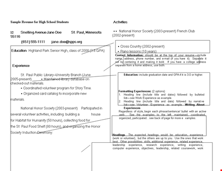 high school education resume with experience, skills, and volunteer experience – organized template