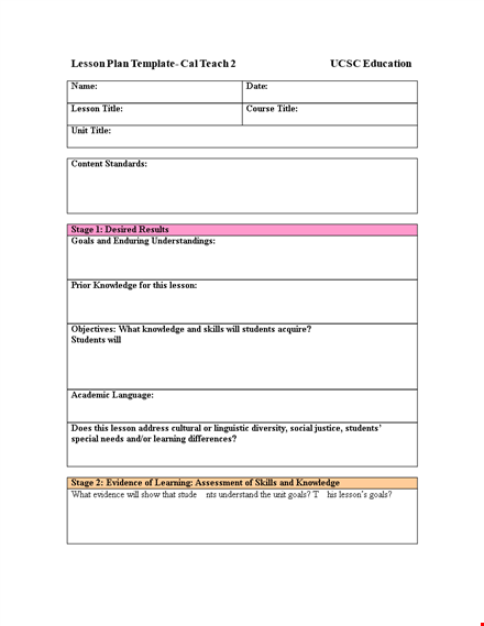 lesson plan template for student learning template