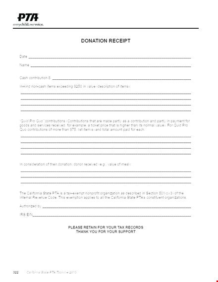 sample non profit donation template