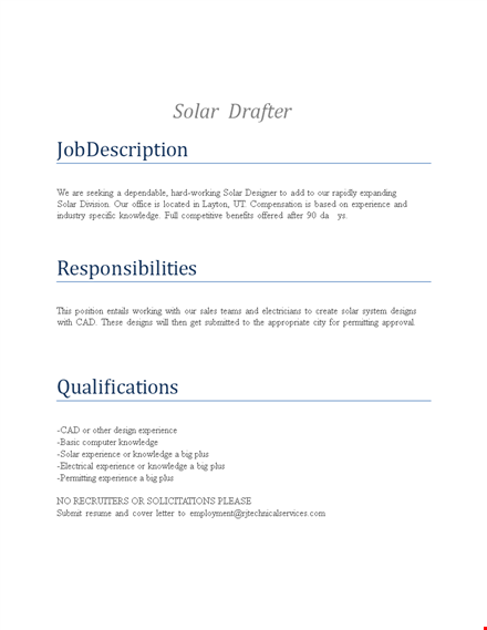solar drafter job description template