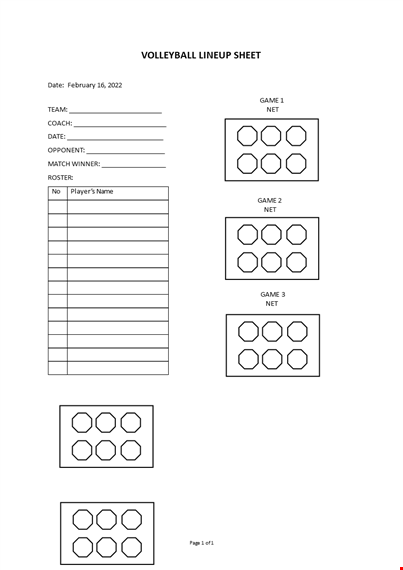 volleyball lineup sheet template