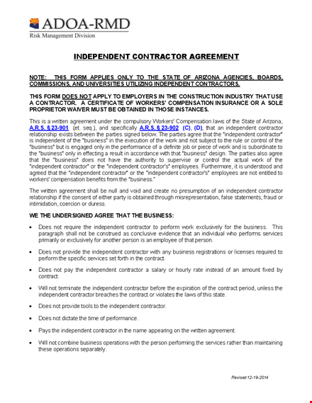 independent contractor agreement for business in | contractor contract template